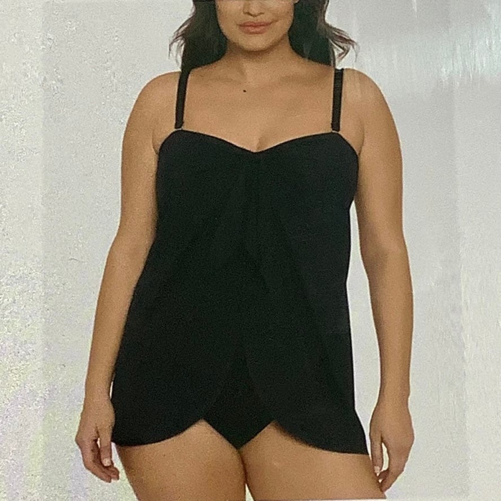 Lauren Ralph Lauren Flyaway Bandeau One Piece swimdress Swimsuit SZ 18W NWT